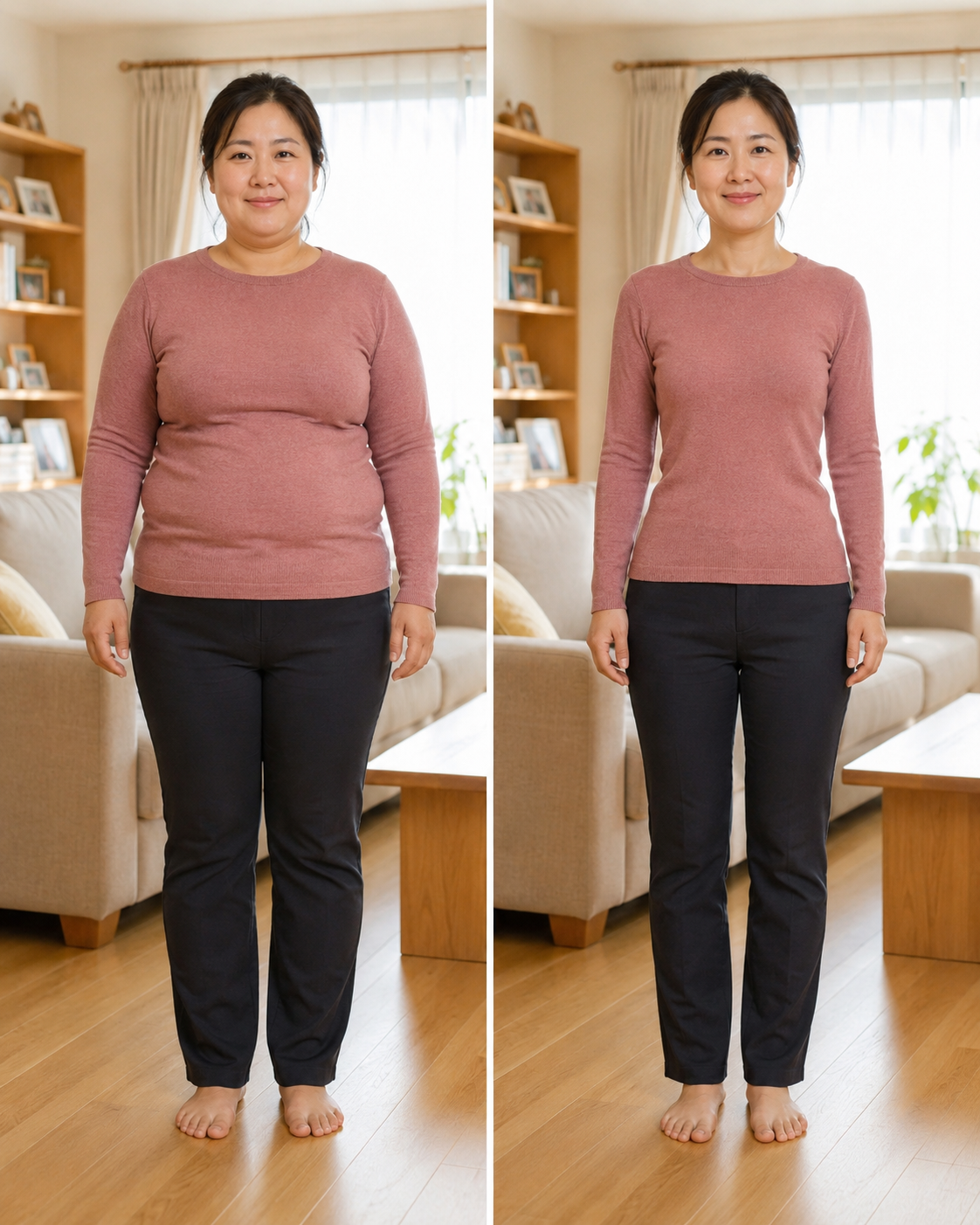 40대 여성 체중관리 전후 효과 예시
