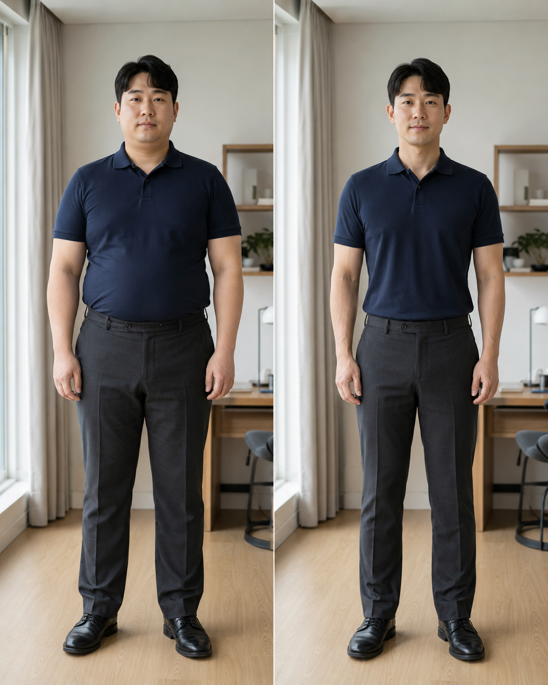 30대 남성 체중관리 전후 효과 예시